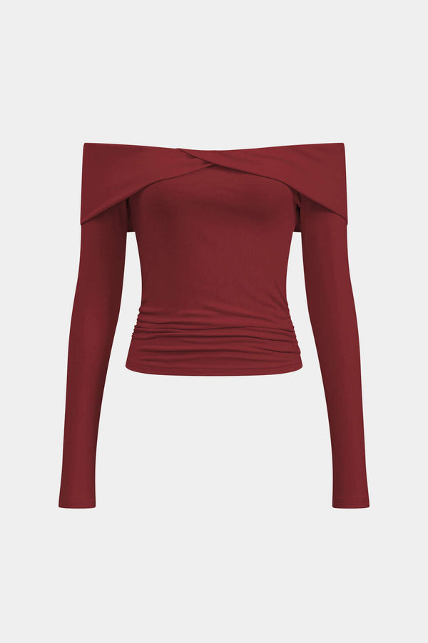 Omuz Açık Uzun Kollu Bluz Polyester Günlük Şık Tasarım