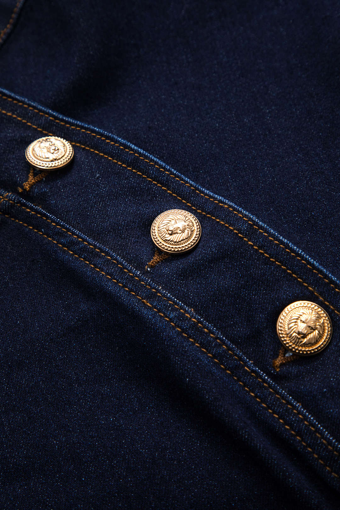 Denim Asimetrik Düğmeli Etek