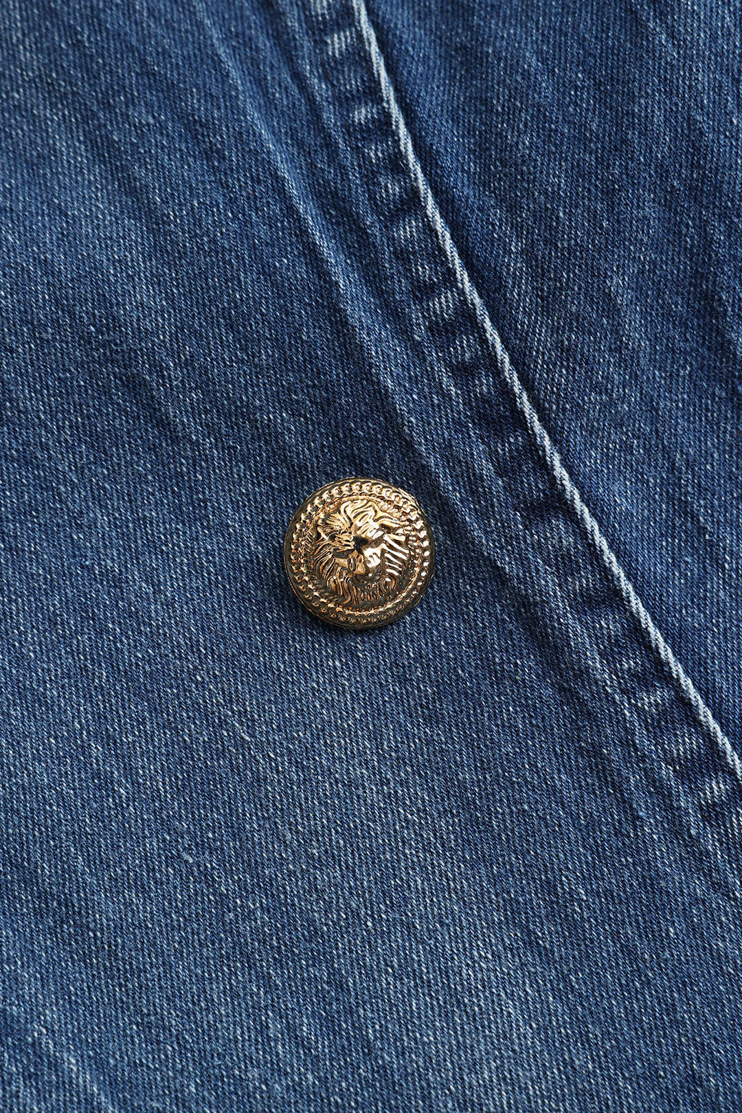 Lacivert Denim Düğmeli Cep Uzun Kollu Ceket
