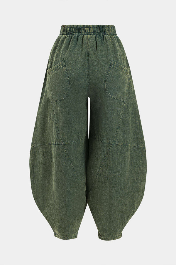 Fırfırlı Cepli Geniş Paça Varil Pantolonlar