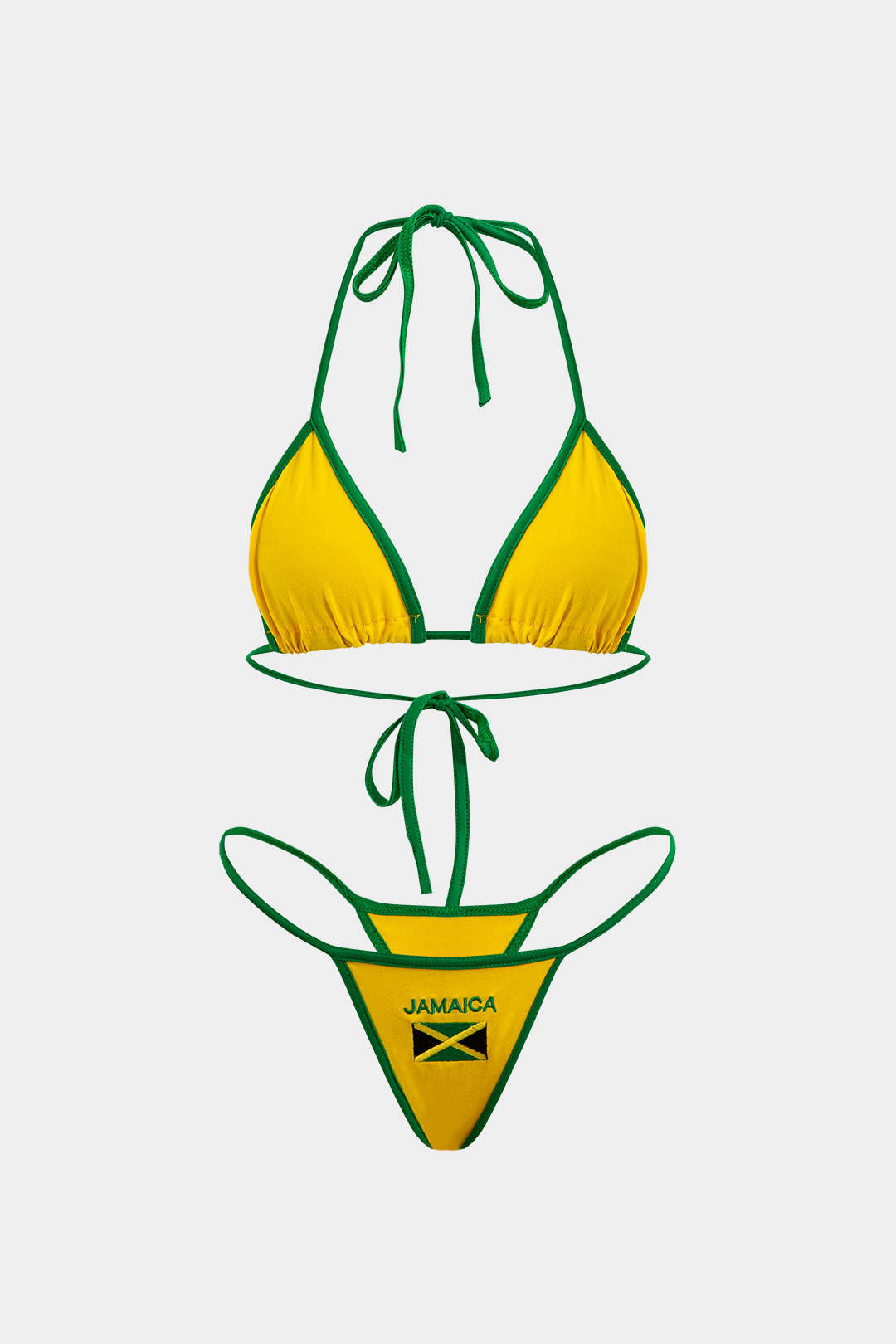 Jamaika İşlemeli Kontrast Bikini Seti