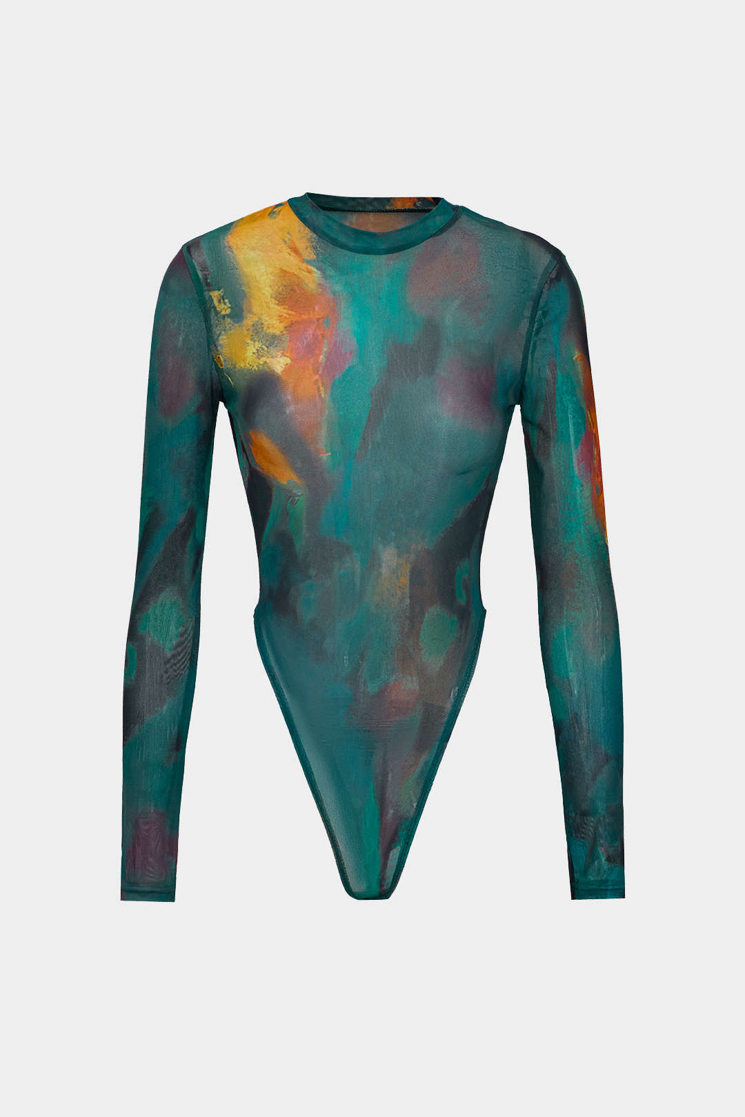 Tie Dye Baskılı Uzun Kollu Bodysuit Desenli Şık Göz Alıcı