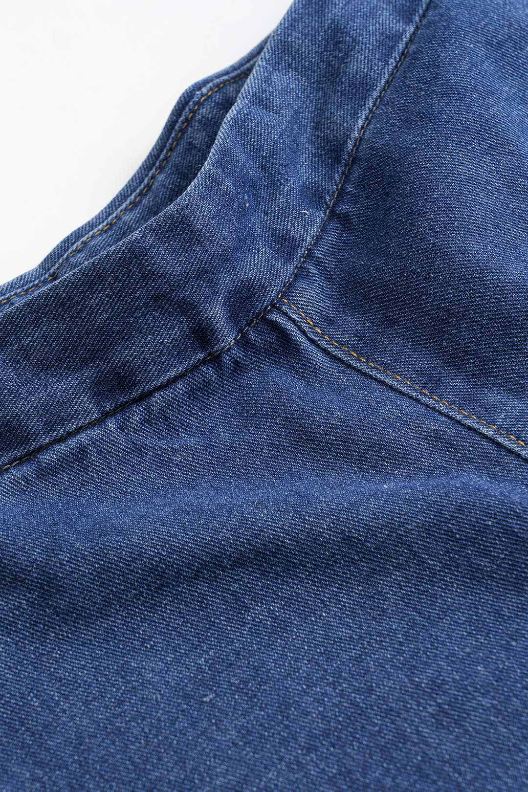 Denim Düğmeli Cepli Kemerli Atlet Üst ve Şort Takımı
