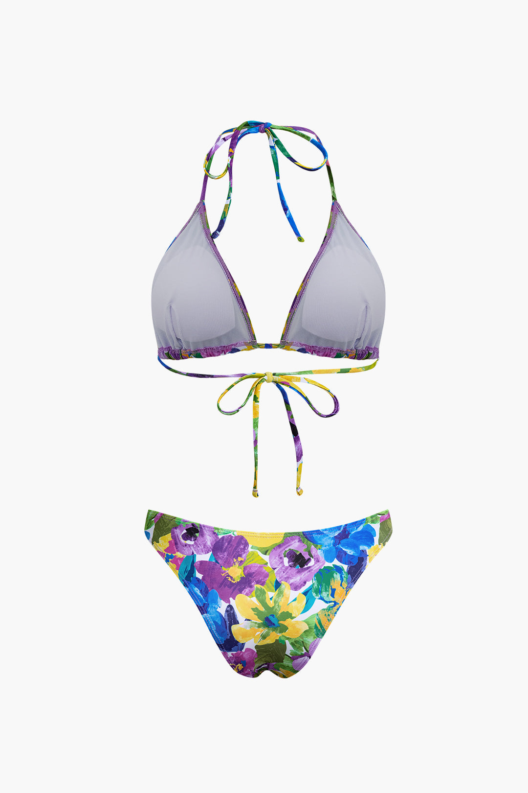 Çiçek Desenli Bikini Takımı Uyumlu Etek Kapak Ve Başörtüsü Ile
