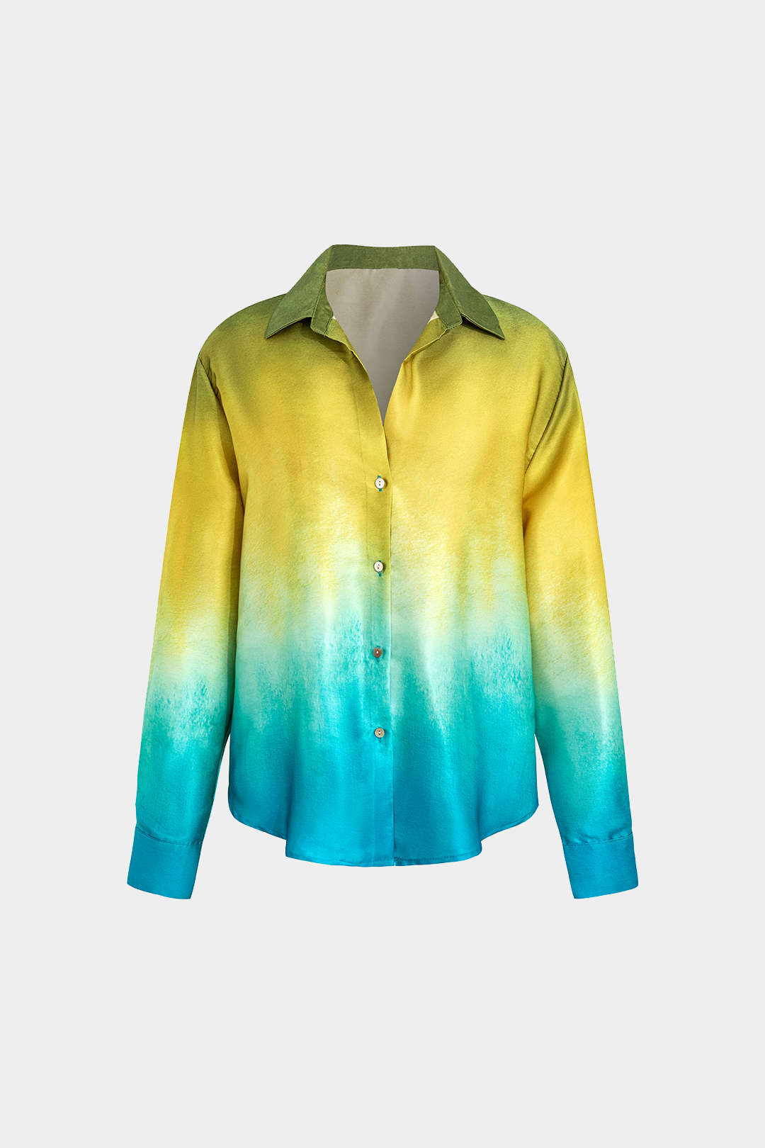 Ombre Uzun Kollu Gömlek Saten Şık Günlük Polyester
