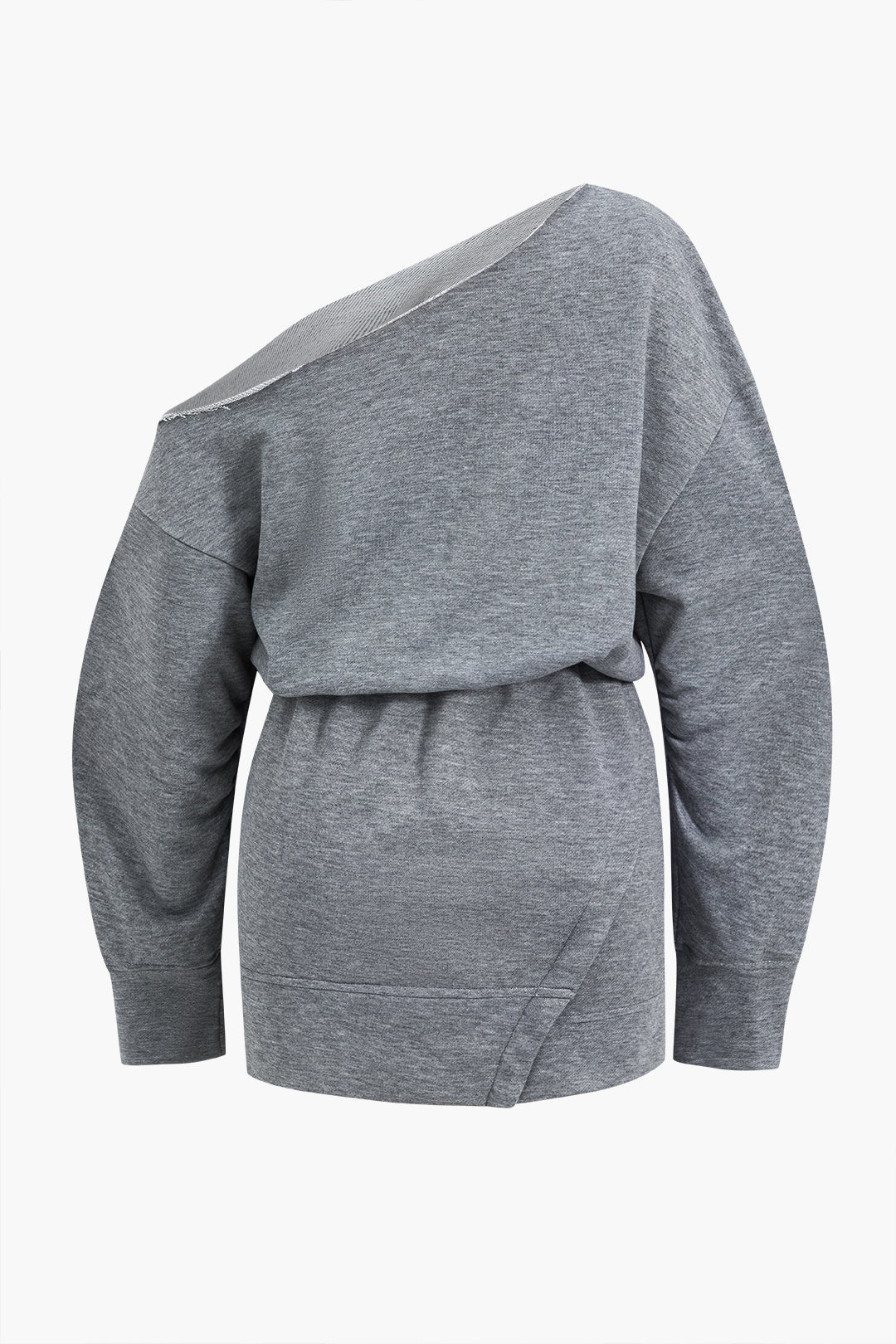 Siyah Asimetrik Uzun Kollu Polyester Elastane Elbise