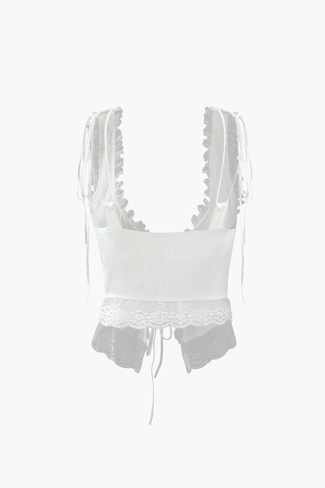 Dantel Kenarlı Ön Bağcıklı Tank Top 