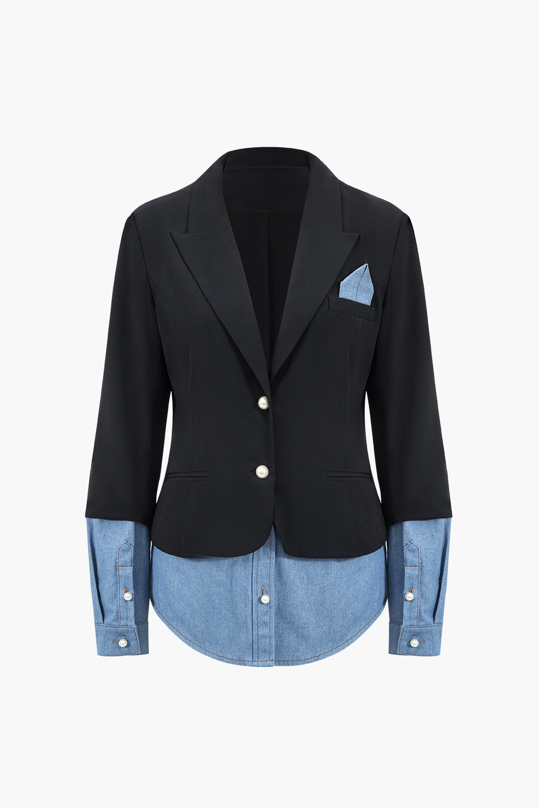 Jean Patchwork Yaka Blazer