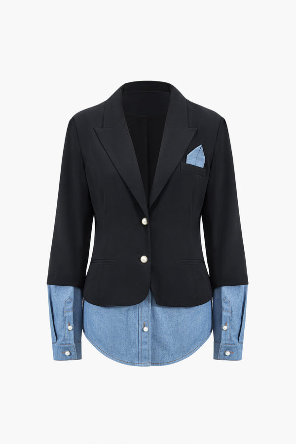 Jean Patchwork Yaka Blazer