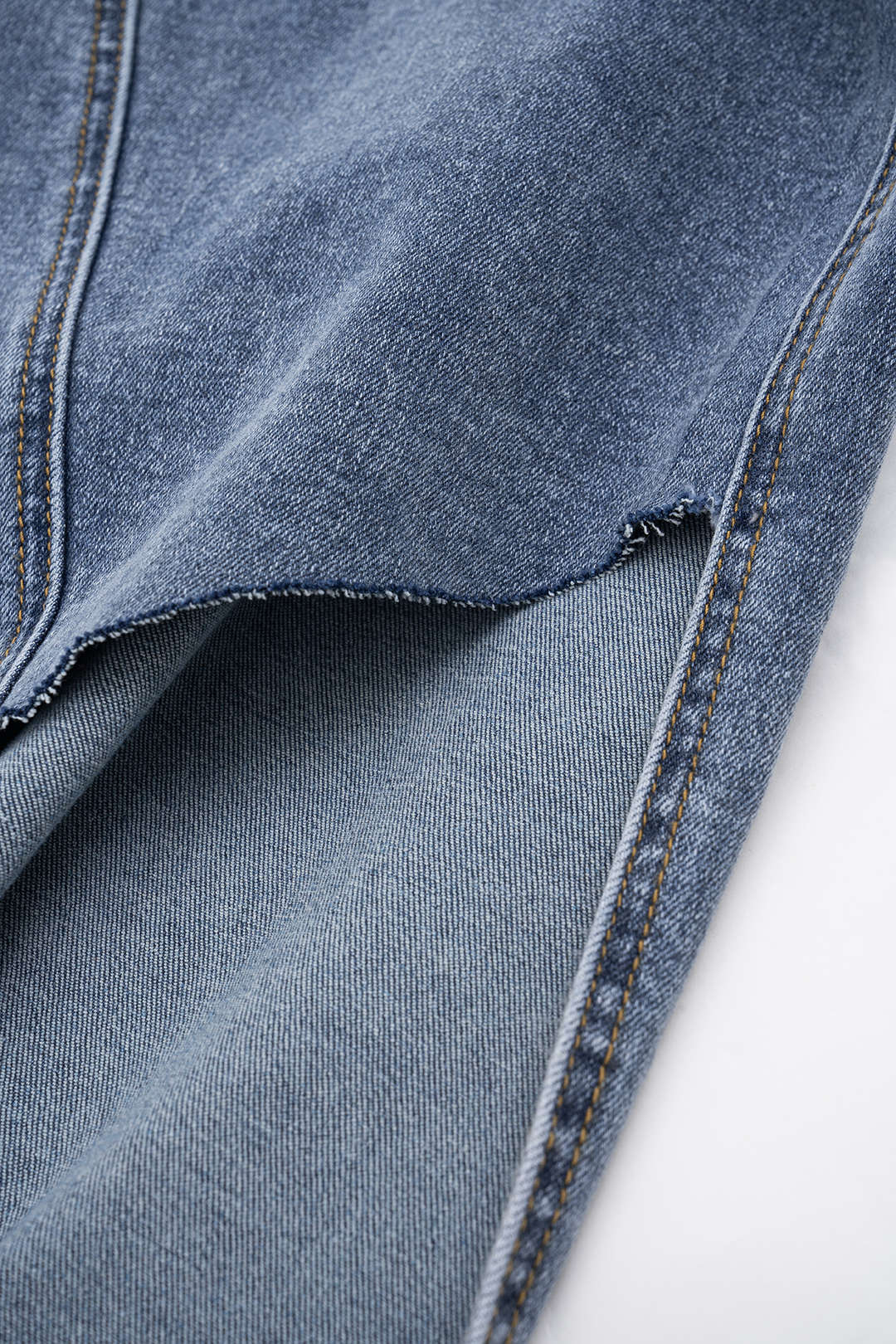 Denim Asimetrik Düğmeli Etek