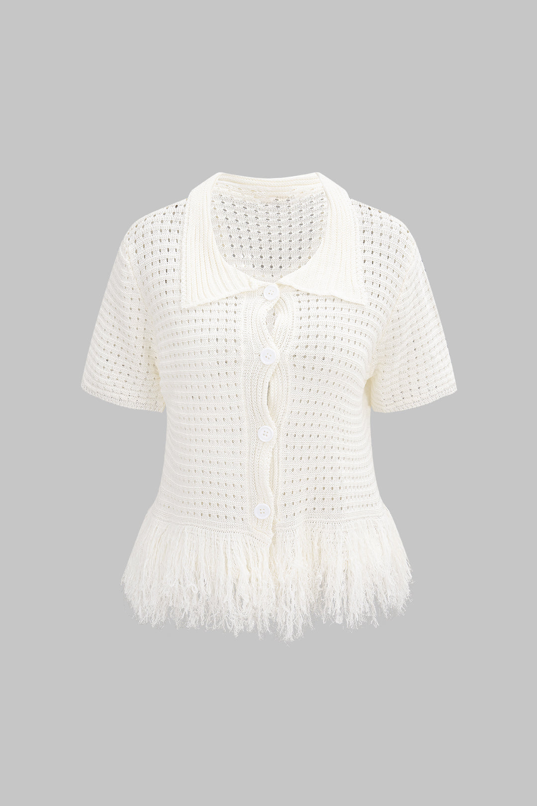 Örgü Püsküllü Kısa Kollu Üst Kadın İçin Rahat Şık Stil