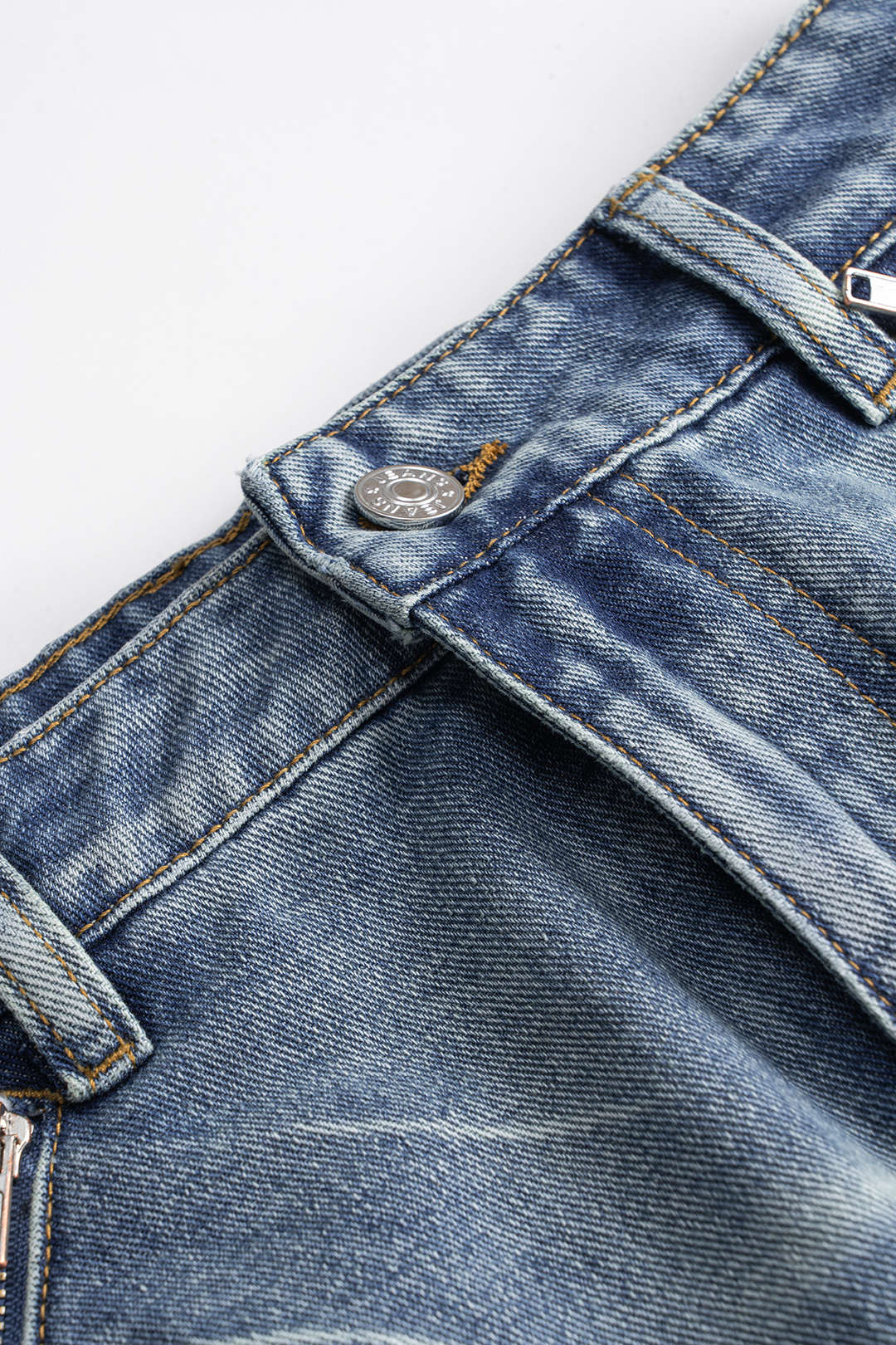 Denim Yıkanmış Cepli Etek