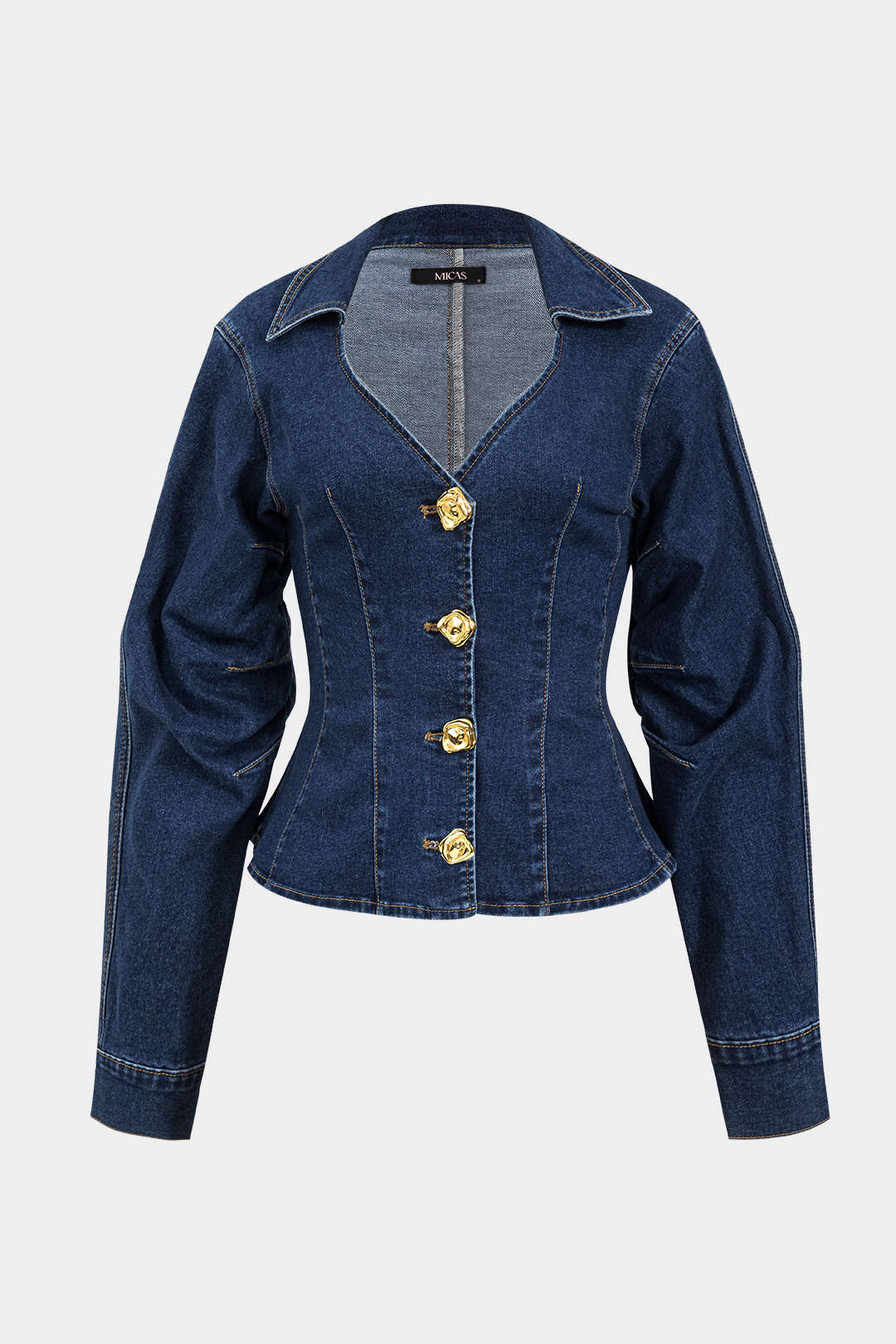 Denim Metalik Düğmeli Dış Giyim