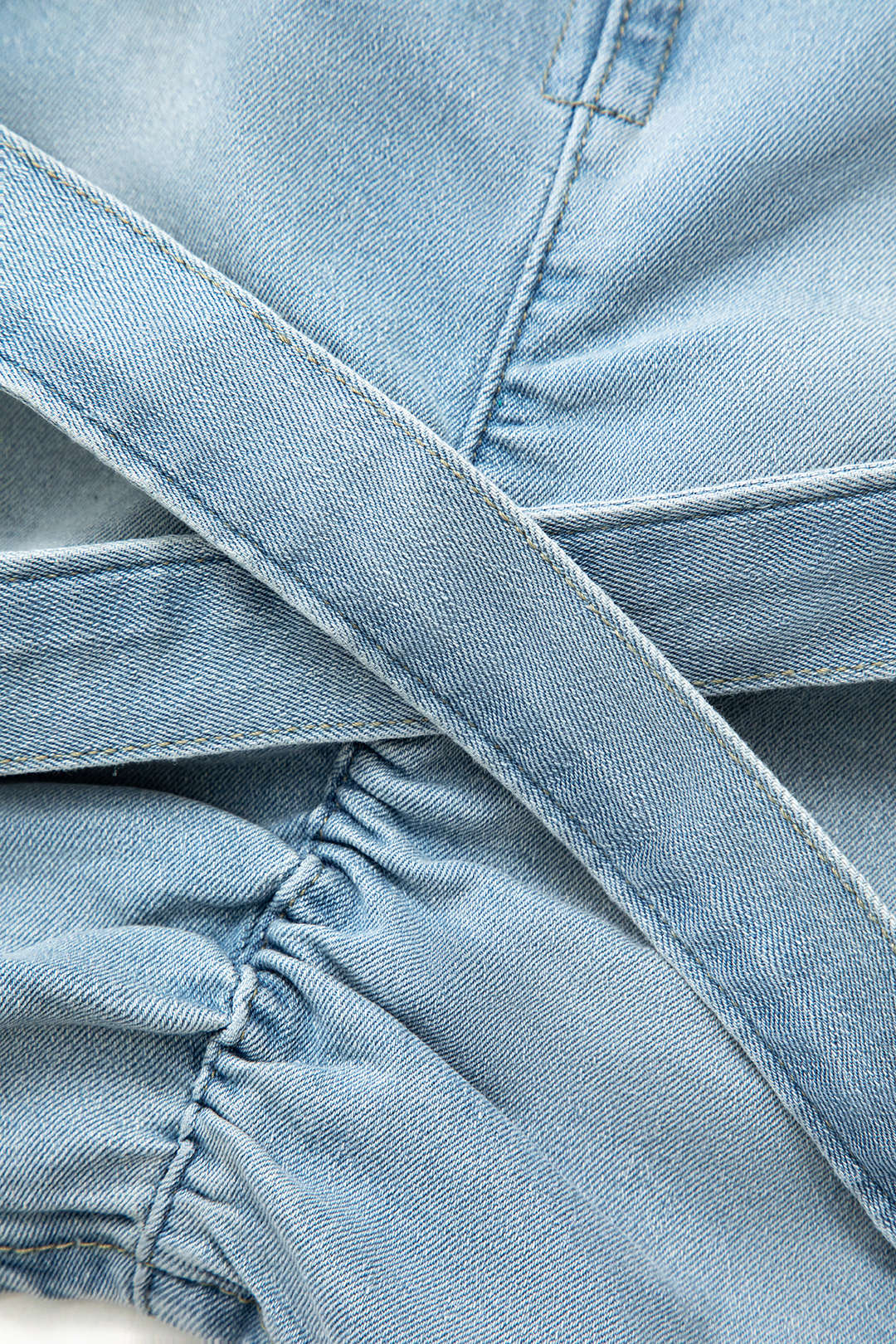 V-Bel Lastik Tokalı Flap Cebli Denim Kargo Etek