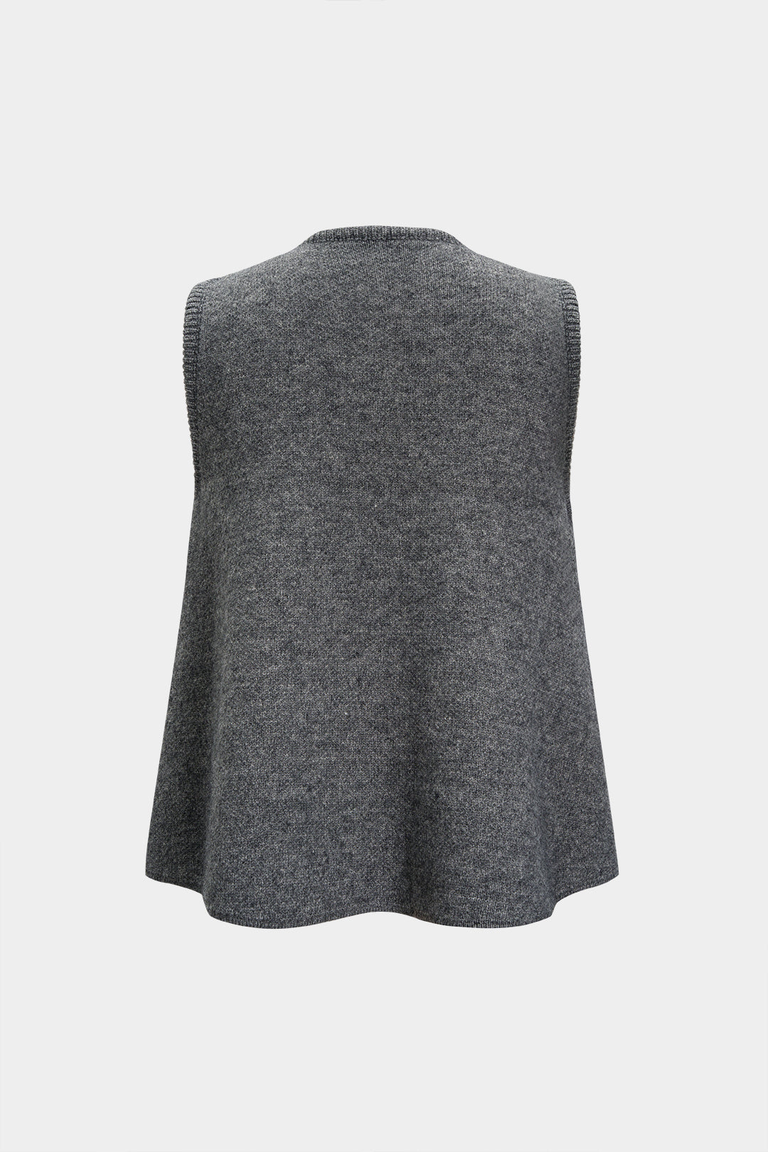 Siyah Polyester Triko Yan Düğmeli Detaylandırılmış Yelek