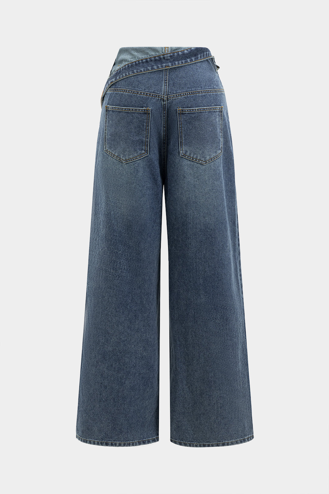 Denim Asimetrik Yüksek Bel Jeanler