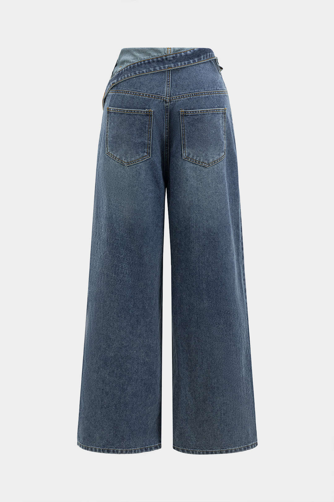 Denim Asimetrik Yüksek Bel Jean