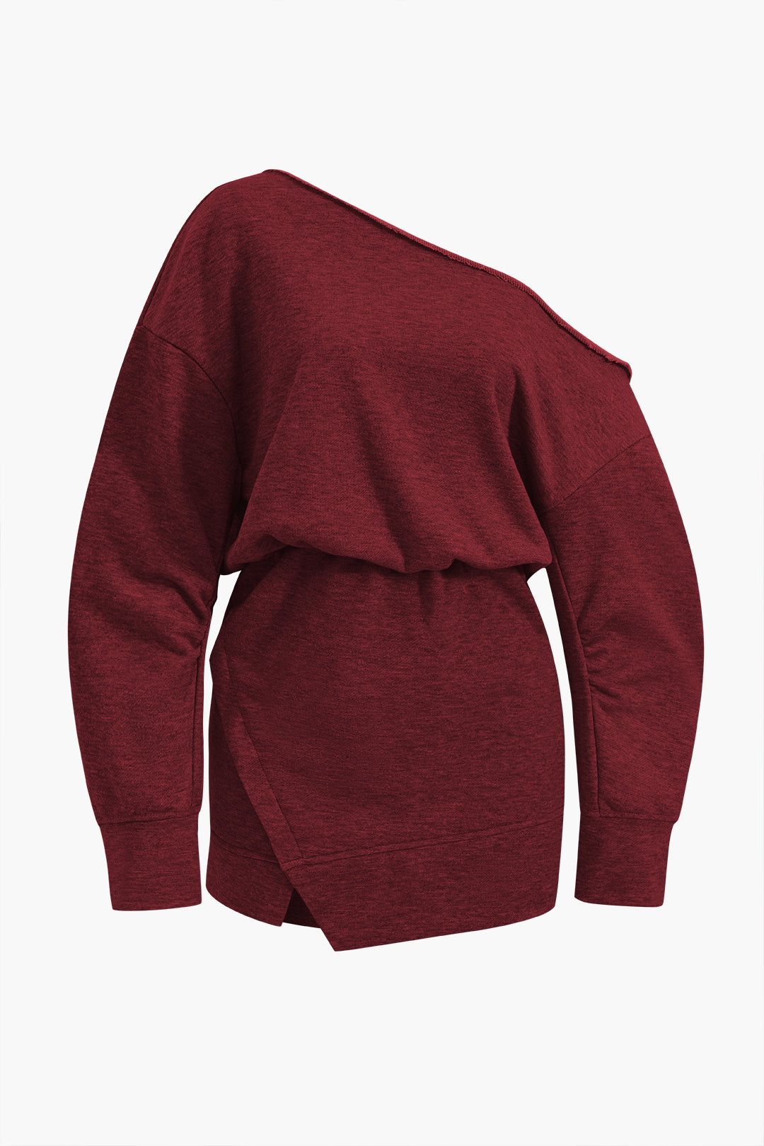 Siyah Asimetrik Uzun Kollu Polyester Elastane Elbise