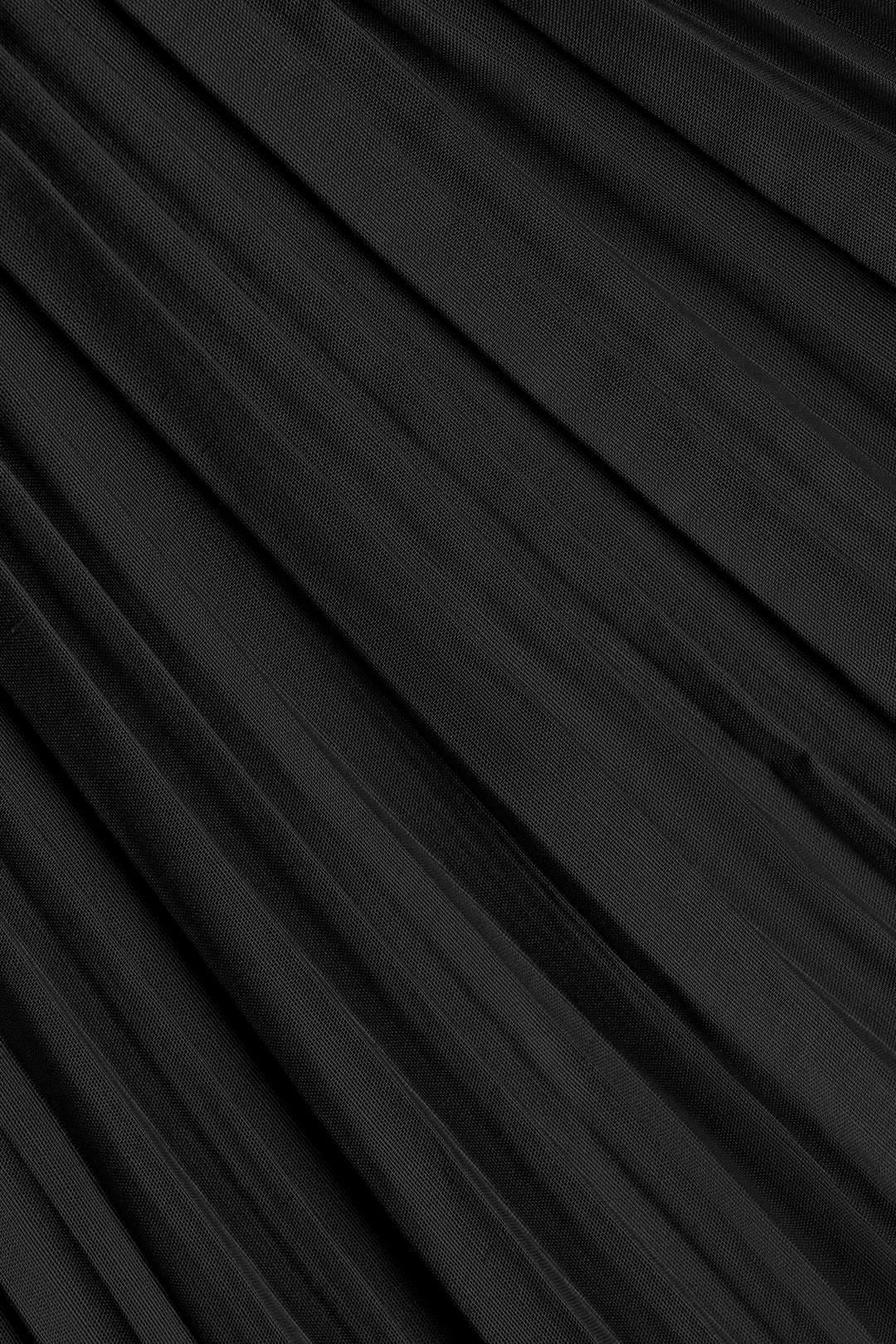 Siyah Pilesli Fırfırlı Bağcıklı Polyester Karışımı Ceket