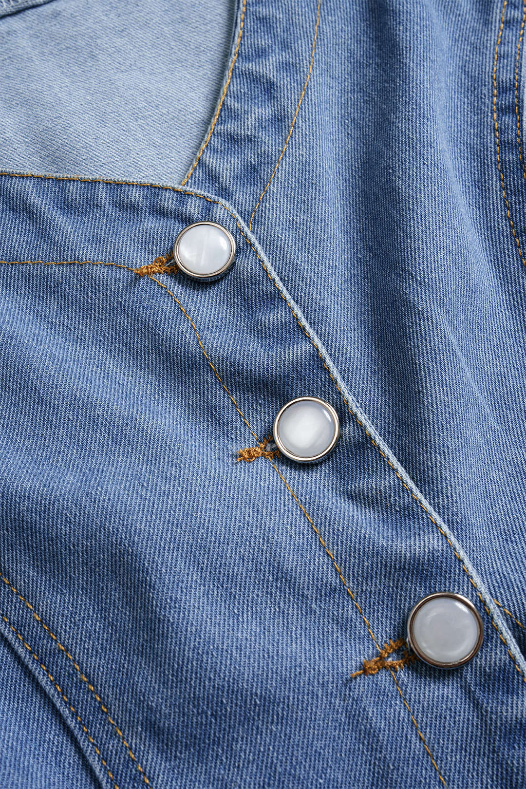 Koyu Lacivert Düğmeli Süperpremium Denim Kumaş Yelek