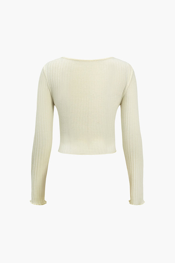 Çapraz Detaylı Uzun Kollu Bluz Jersey Polyester Elastan